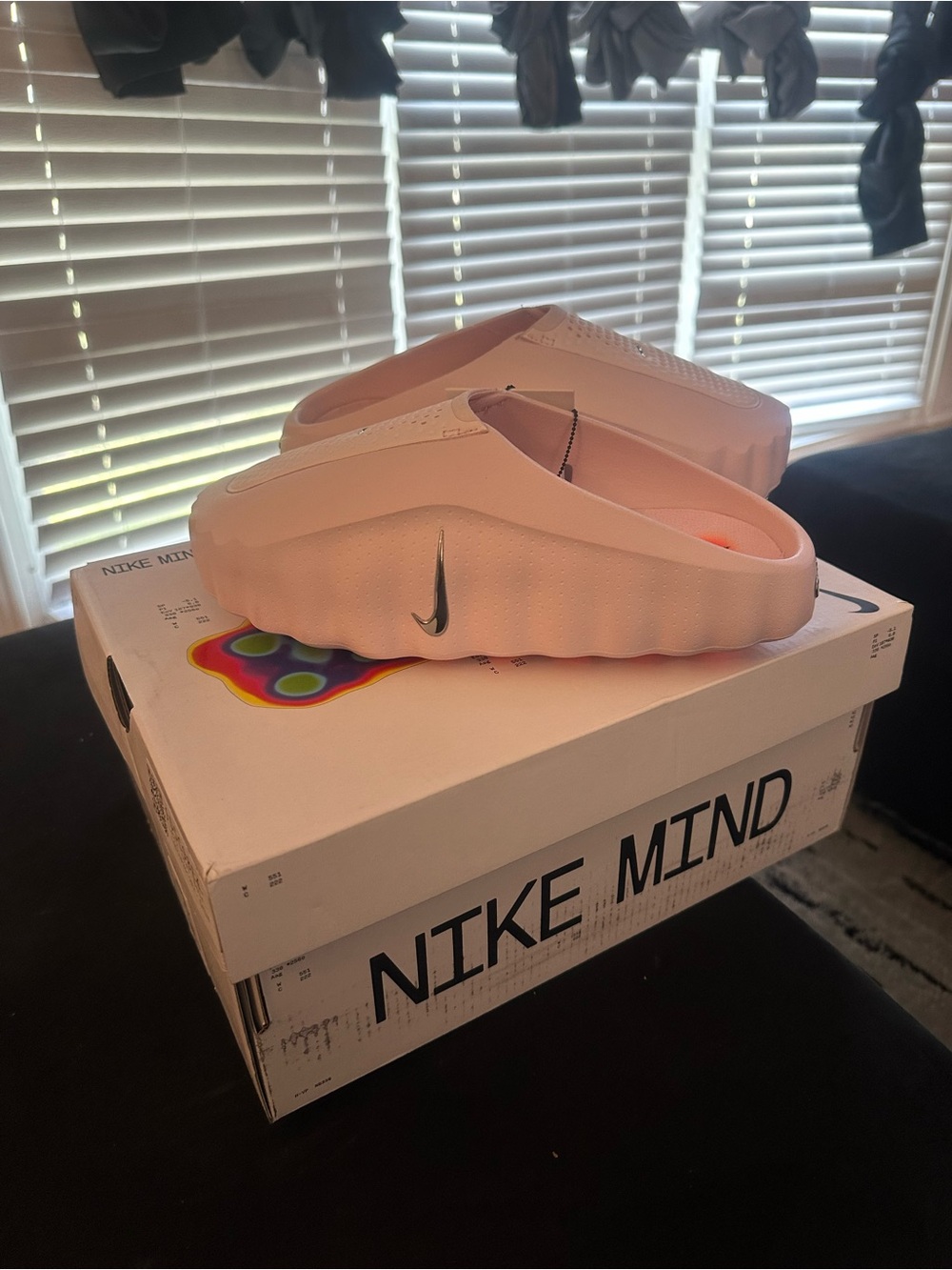 Nike Mind Slide Sandals in Pearl Pink and White  W/8 M/7